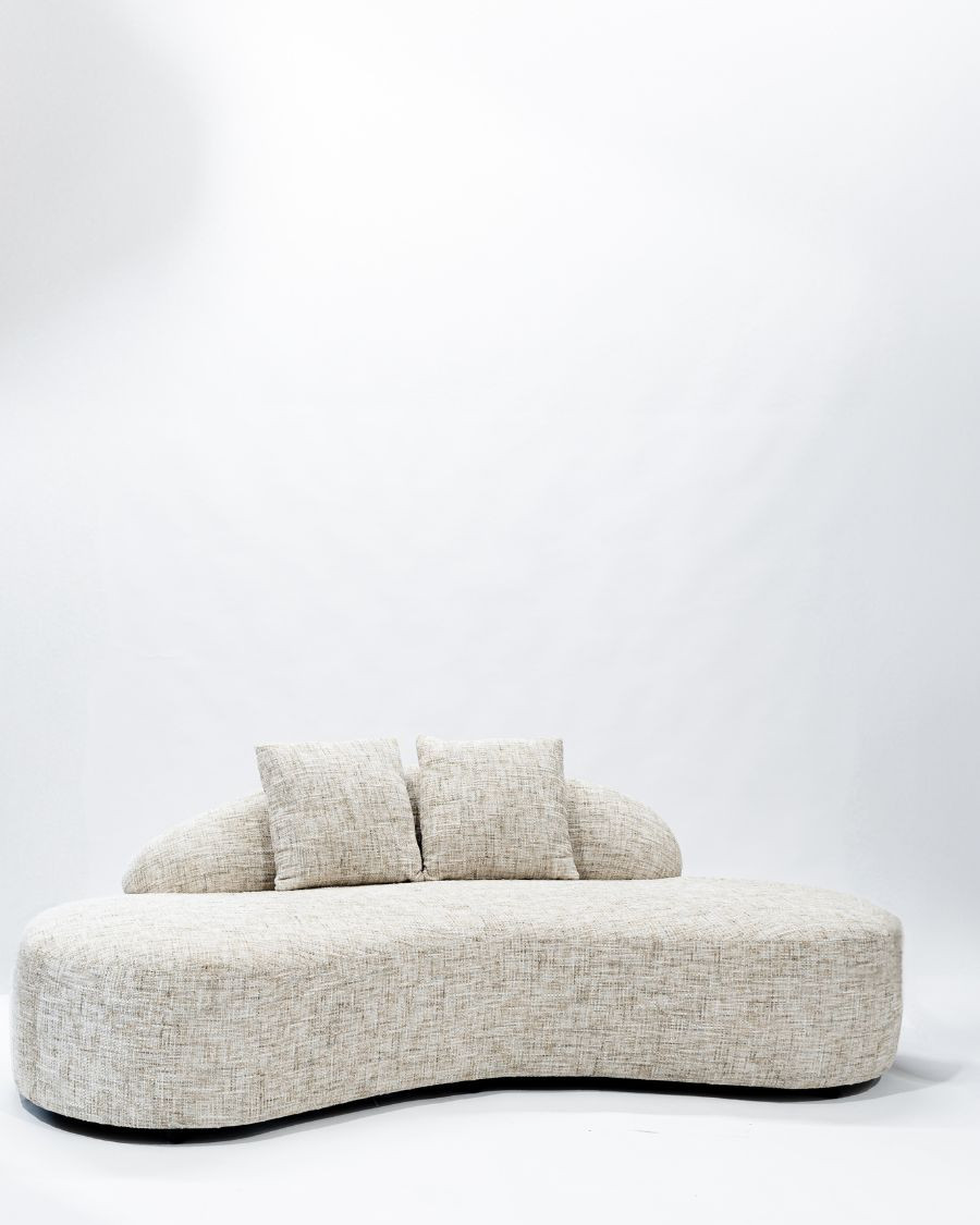 Dune- Canapé angle arrondi en tissu bouclette beige
