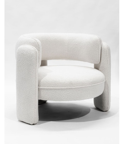 Aéla - Cocoon armchair in beige bouclé fabric