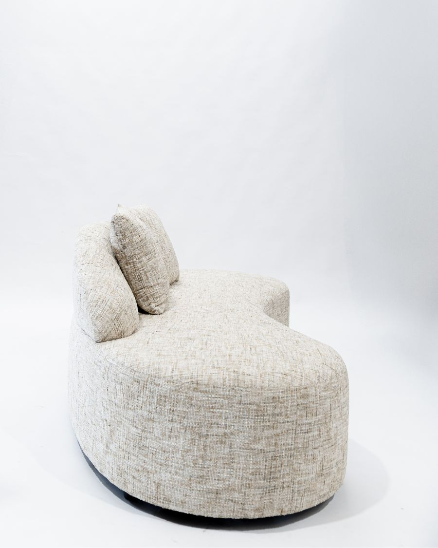 Dune - 3-seater rounded sofa in beige fabric