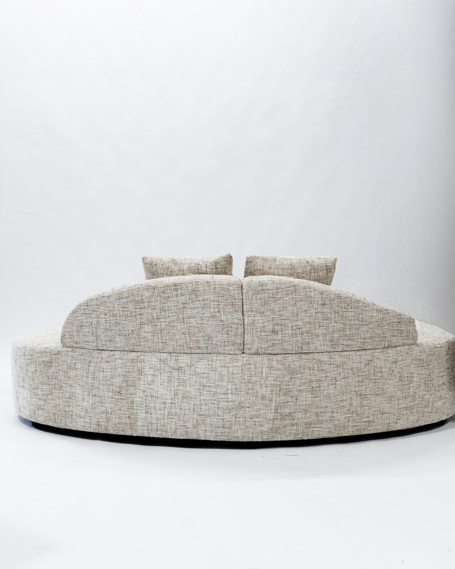Dune - 3-seater rounded sofa in beige fabric