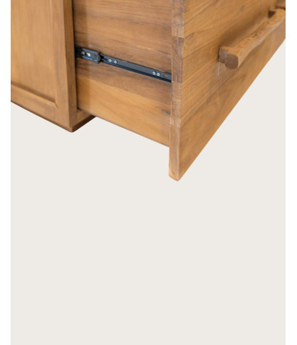 Névia – Badezimmerschrank aus Teakholz mit Glasablage, 140 cm