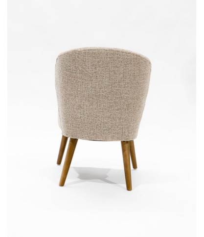 Perla - Chaise de repas en tissu beige au design incurvé