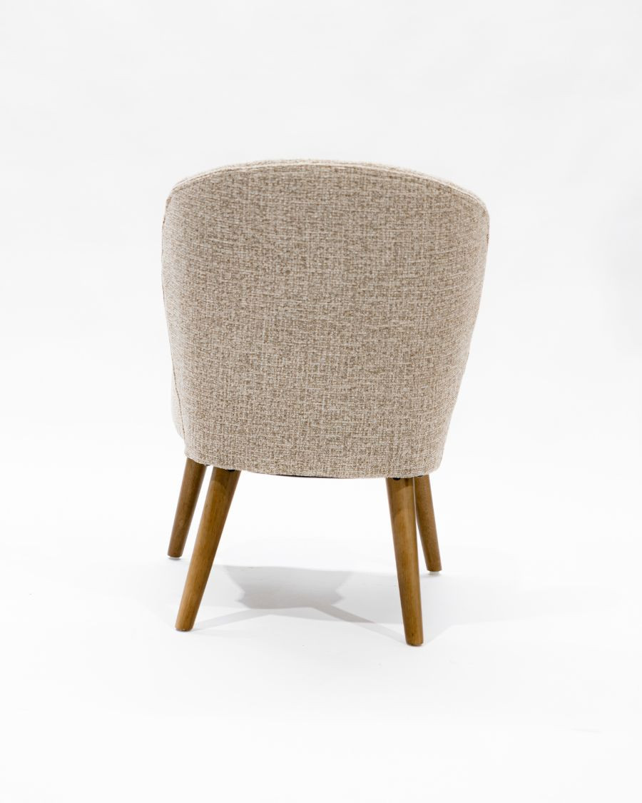 Perla - Lot de 2 Chaises de repas en tissu beige au design incurvé
