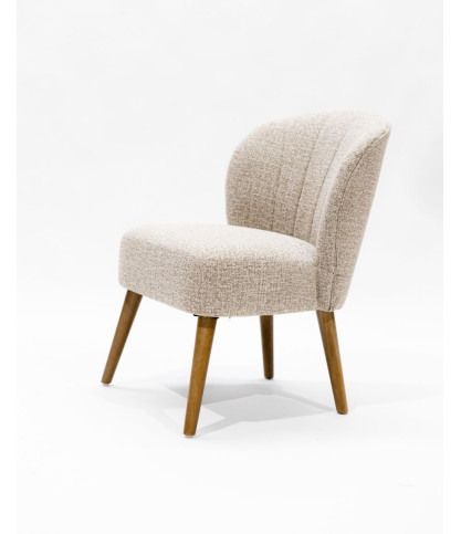Perla - Set of 2 Beige Fabric Dining Chairs with Curved Design