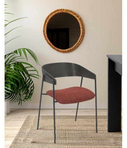 Wisla - Set van 2 stoffen stoelen van Wisla met houten rugleuning en metalen poten.