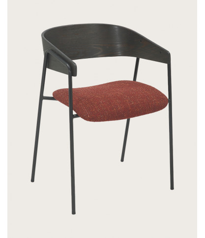 Wisla - Set van 2 stoffen stoelen van Wisla met houten rugleuning en metalen poten.