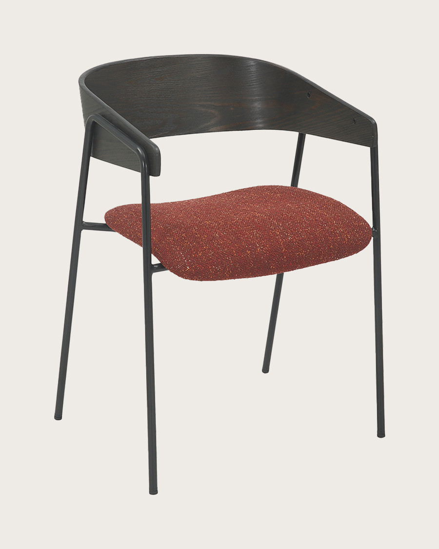 Wisla -lot de 2 Chaise wisla en tissu avec dossier en bois et pieds en métal