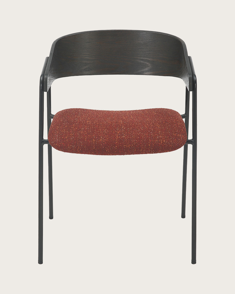 Wisla -lot de 2 Chaise wisla en tissu avec dossier en bois et pieds en métal