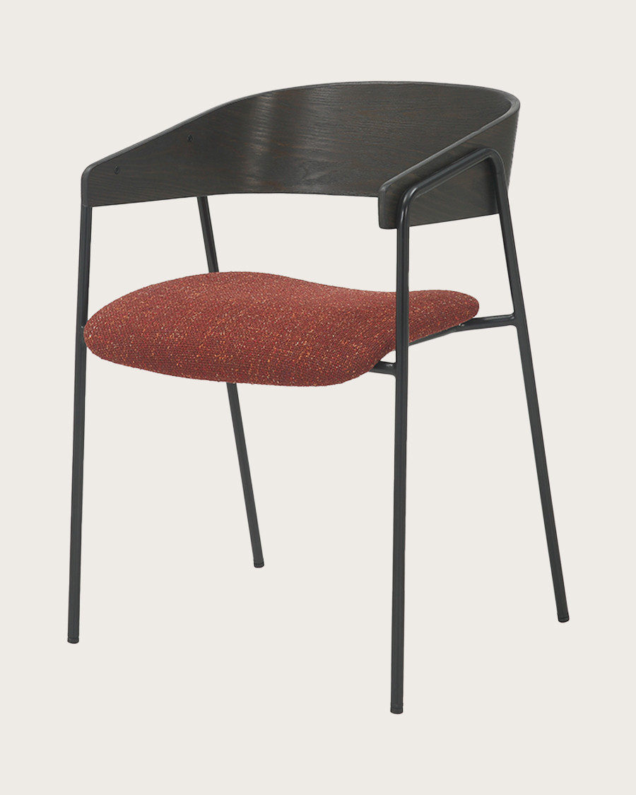 Wisla -lot de 2 Chaise wisla en tissu avec dossier en bois et pieds en métal