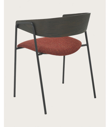 copy of Wisla - Silla de tela con respaldo de madera y patas de metal