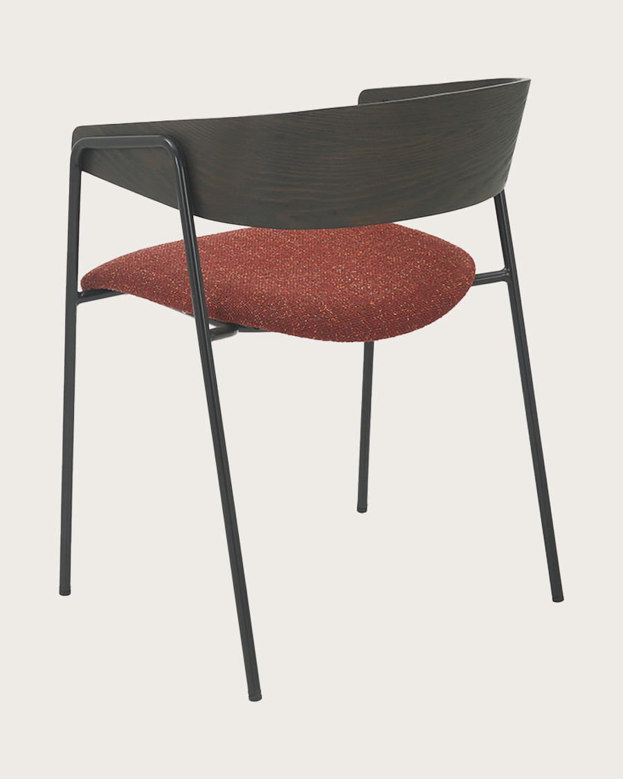 copy of Wisla - Silla de tela con respaldo de madera y patas de metal