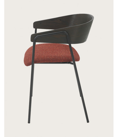 Wisla -lot de 2 Chaise wisla en tissu avec dossier en bois et pieds en métal