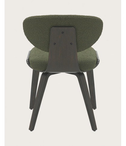 Hele - Lot de 2 Chaise hele en tissu vert et pieds en bois