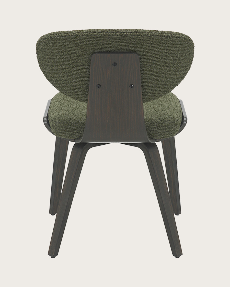 Hele - Lot de 2 Chaise hele en tissu vert et pieds en bois