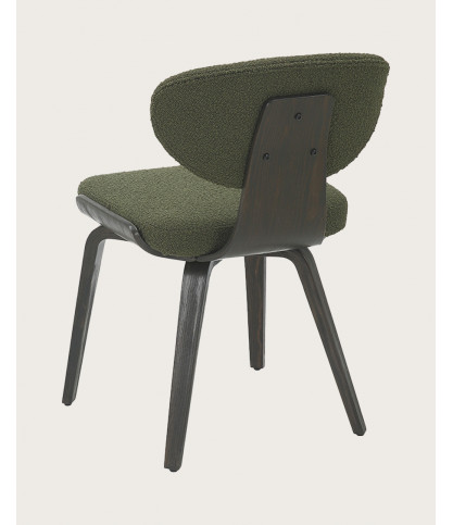 Hele - Lot de 2 Chaise hele en tissu vert et pieds en bois