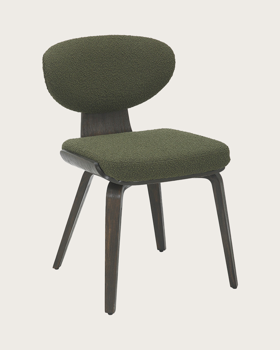 copy of Hele - Chair in green fabric and wooden legs
