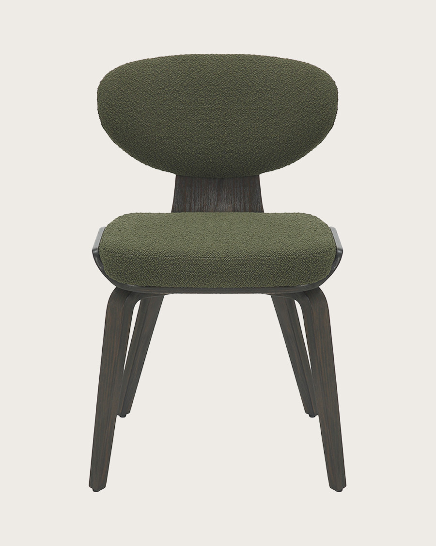 Hele - Set of 2 Hele chairs in green fabric with wooden legs
