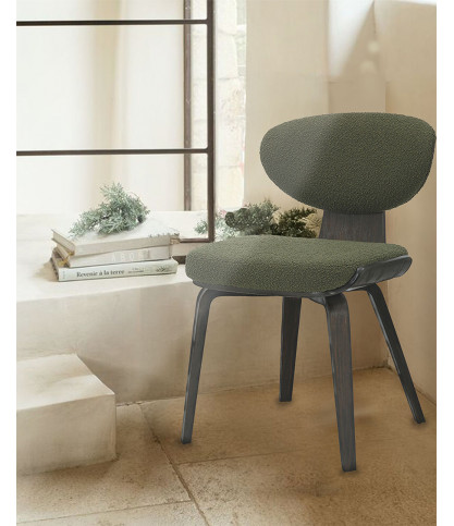 copy of Hele - Chair in green fabric and wooden legs