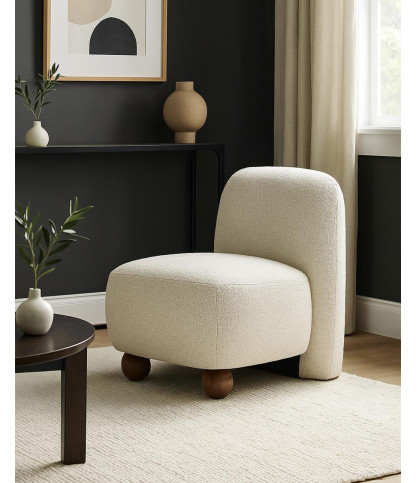 Oslo - Poltrona di design in tessuto beige
