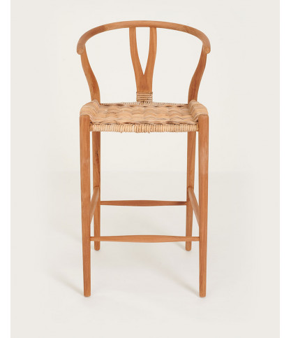 Hirosi – Barhocker aus massivem Teakholz und Rattan