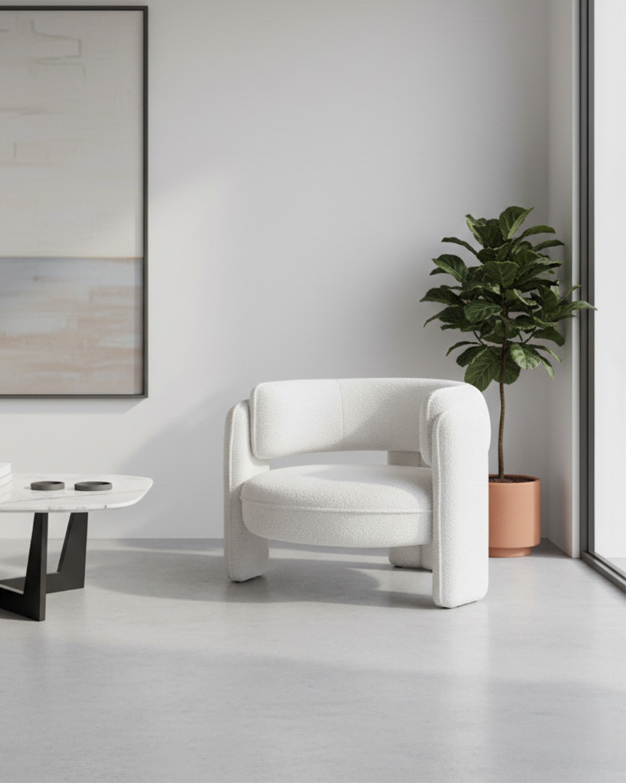 Aéla – Cocoon-Sessel aus beigem Bouclé-Stoff