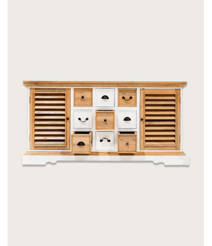 Inda - Mueble de baño grande en madera maciza blanca y natural.