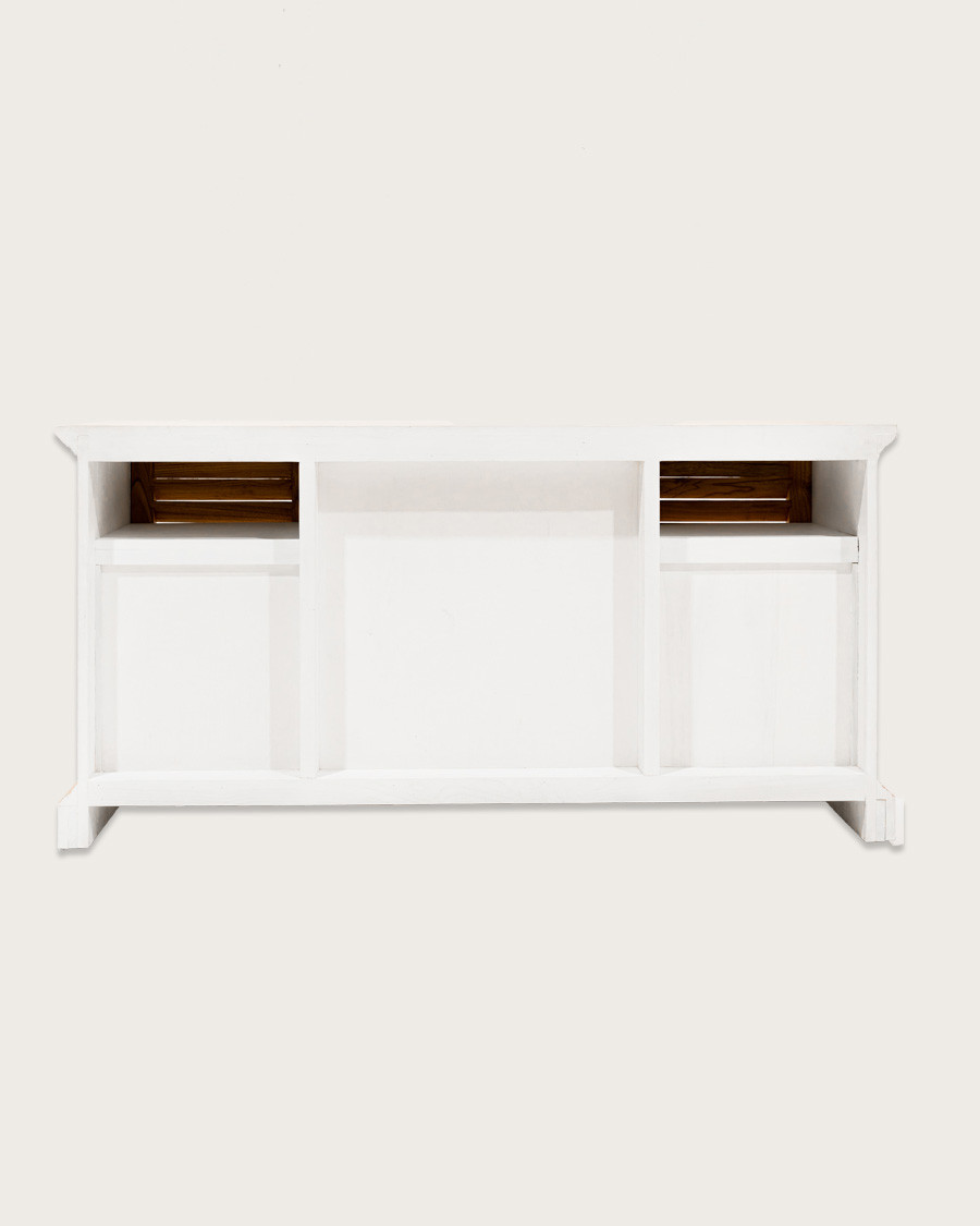 Inda - Mueble de baño grande en madera maciza blanca y natural.