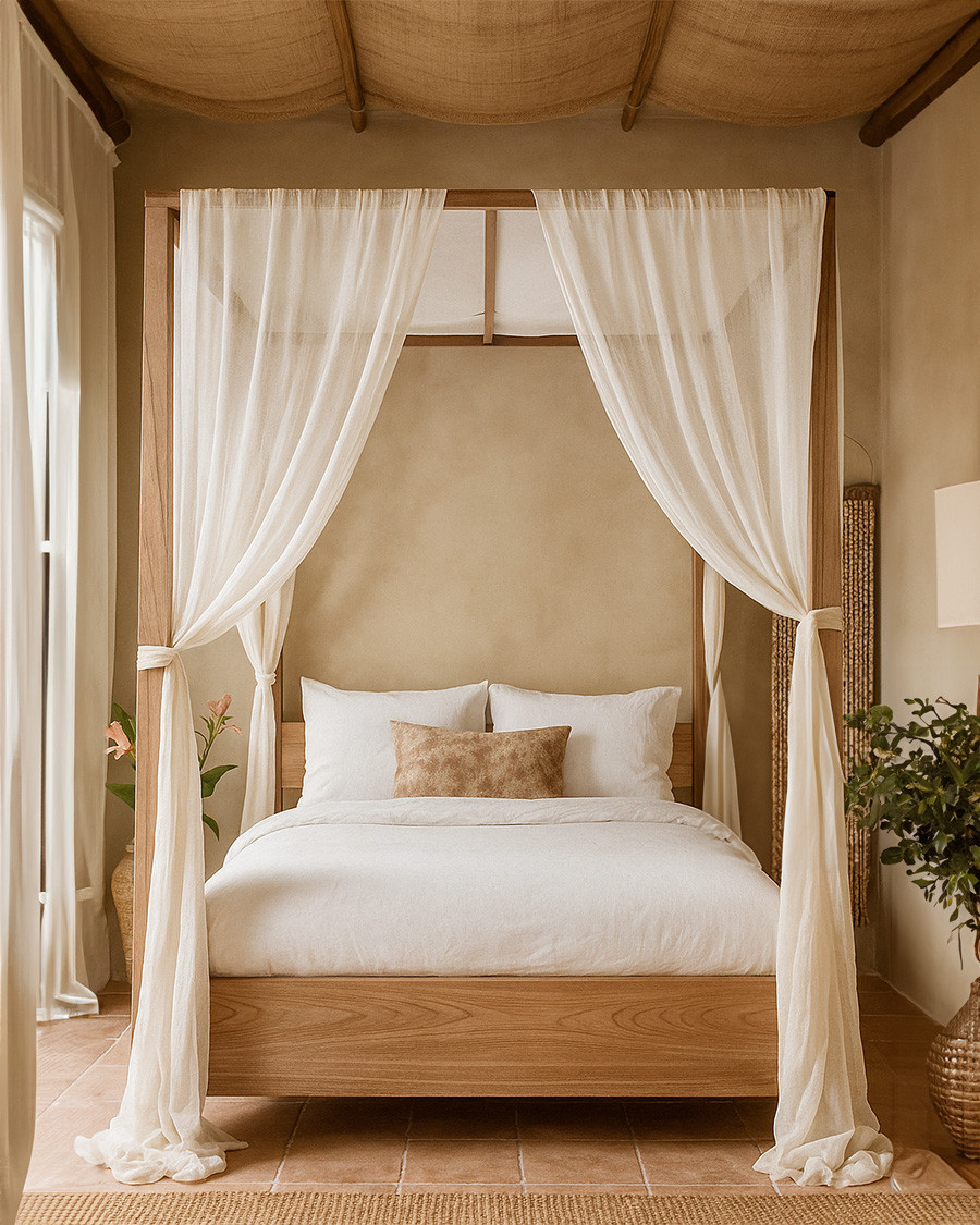 Java - Solid teak canopy bed