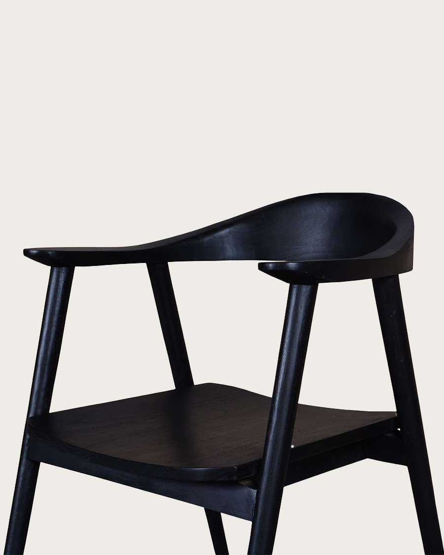 Dewi - Set van 2 Dewi stoelen van massief zwart teakhout