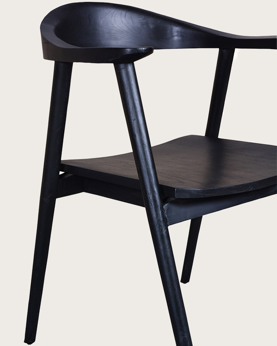 Dewi - Set van 2 Dewi stoelen van massief zwart teakhout