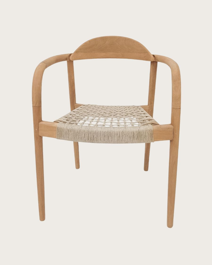 Kima - Set of 2 Kima chairs in solid teak and beige rope