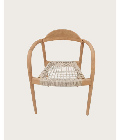 Kima - Set of 2 Kima chairs in solid teak and beige rope