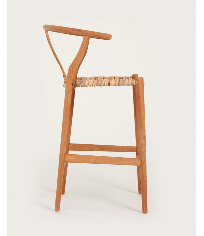 Hirosi - Solid teak and rattan bar chair