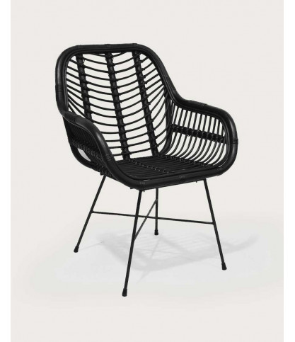 Myko - Lot de 4 chaises Myko en rotin noir