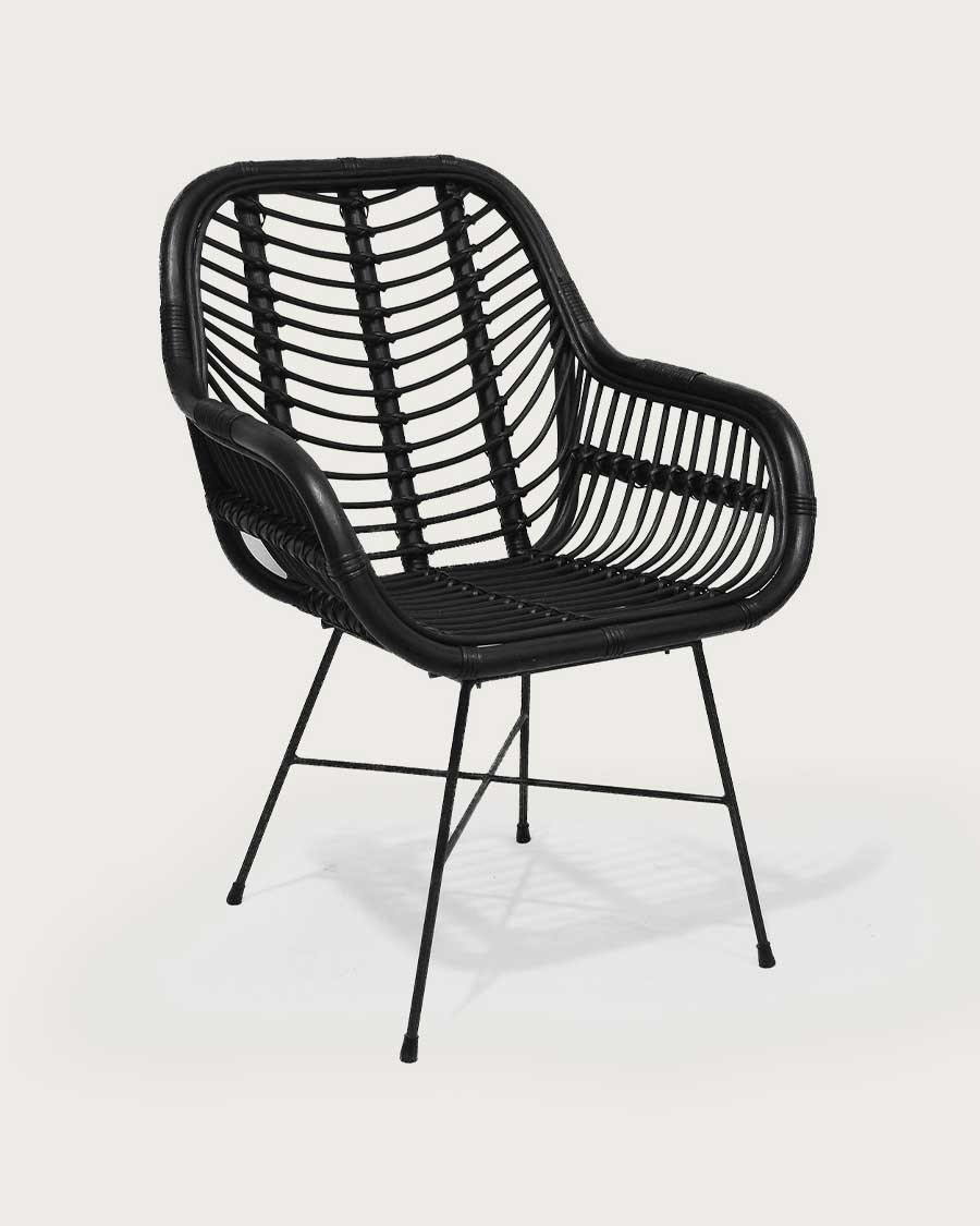 Myko - Lot de 4 chaises Myko en rotin noir