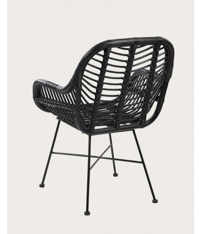 Myko - Lot de 4 chaises Myko en rotin noir