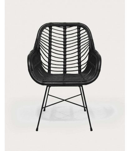 Myko - Lot de 4 chaises Myko en rotin noir