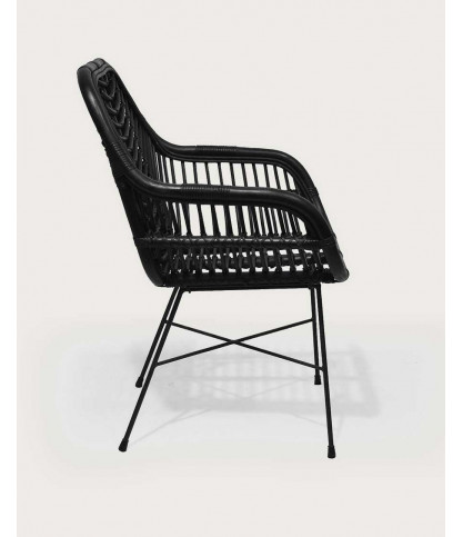 Myko - Lot de 4 chaises Myko en rotin noir