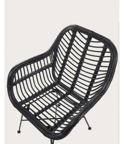 Myko - Lot de 4 chaises Myko en rotin noir