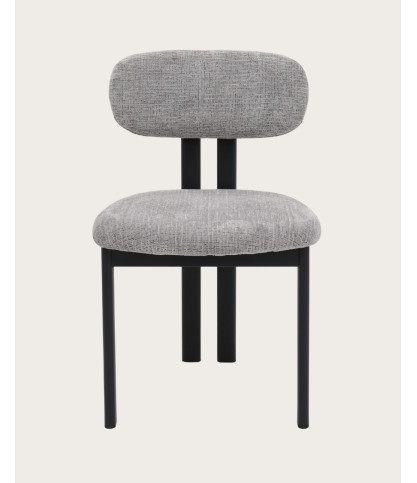 Zuno - Lot de 2 chaises Zuno en tissu grise et pieds métal