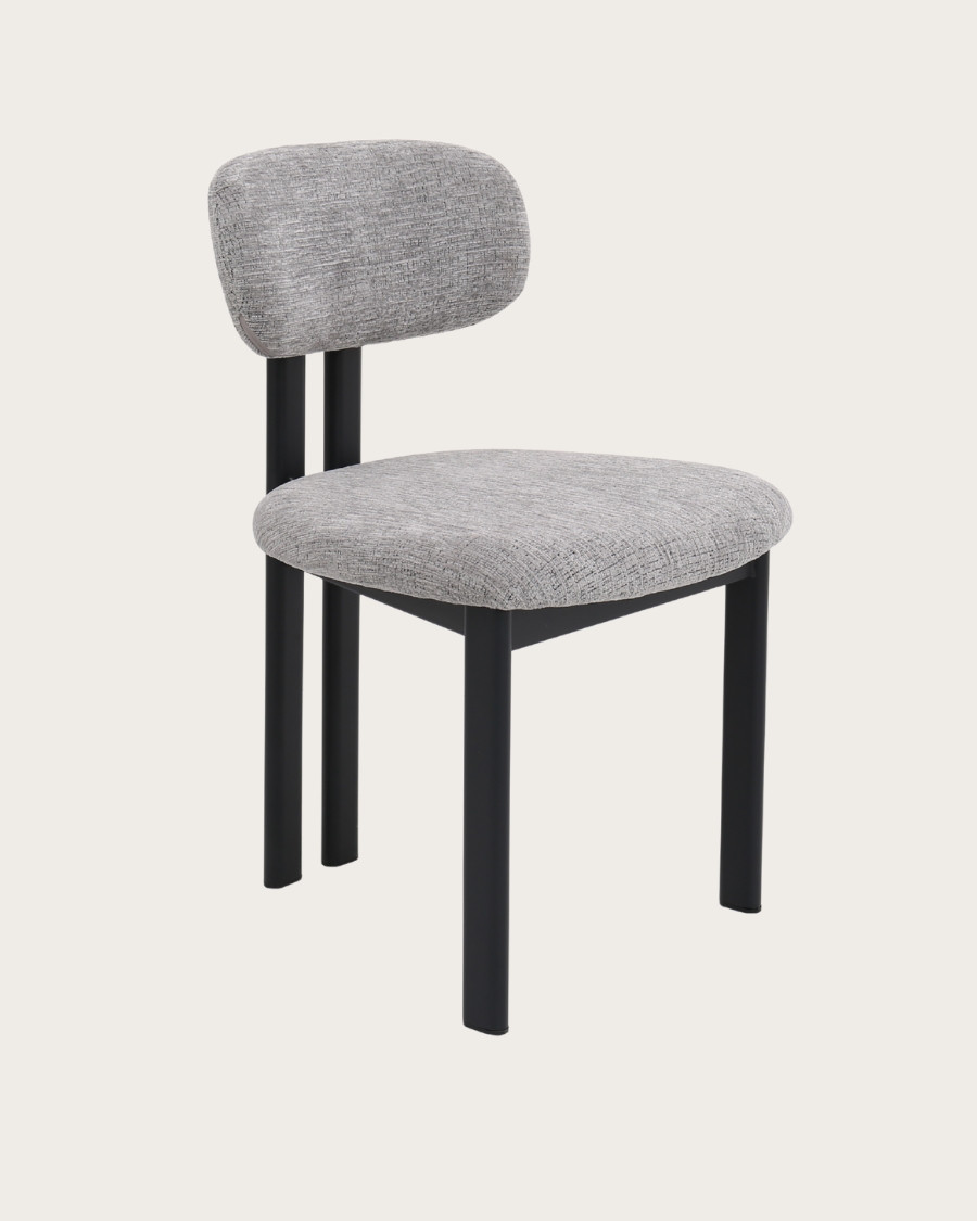 Lot de 2 chaises Zuno - Lot de 2 chaises Zuno en tissu grise et pieds métal