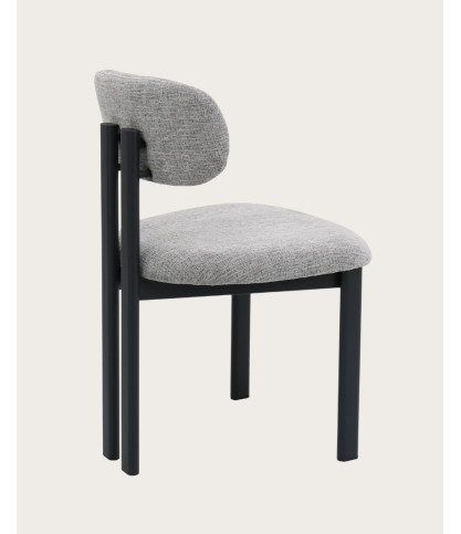 Zuno - Lot de 2 chaises Zuno en tissu grise et pieds métal