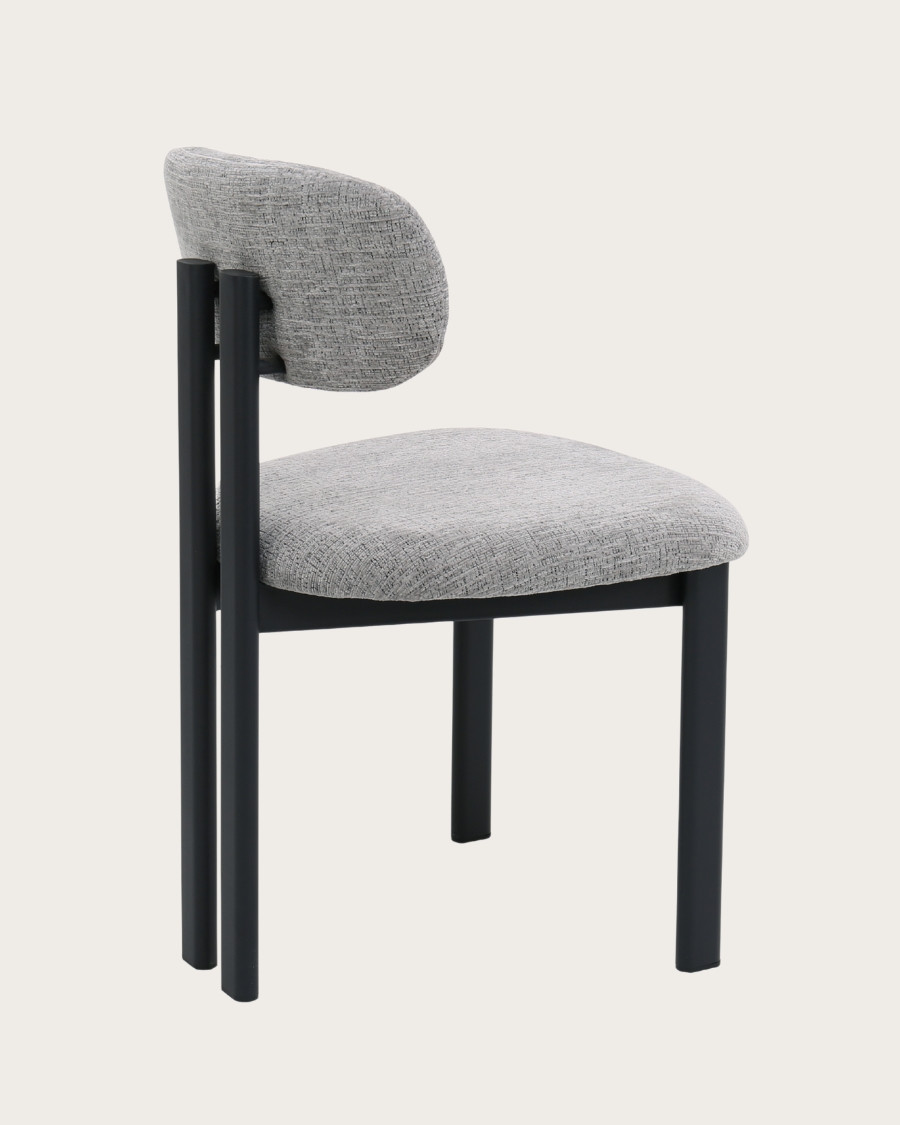 Zuno - Lot de 2 chaises Zuno en tissu grise et pieds métal