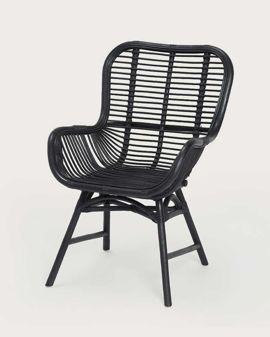 4er-Set Sapporo-Stühle – 4er-Set Sapporo-Stühle aus schwarzem Rattan