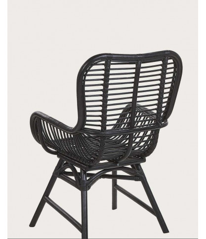 4er-Set Sapporo-Stühle – 4er-Set Sapporo-Stühle aus schwarzem Rattan