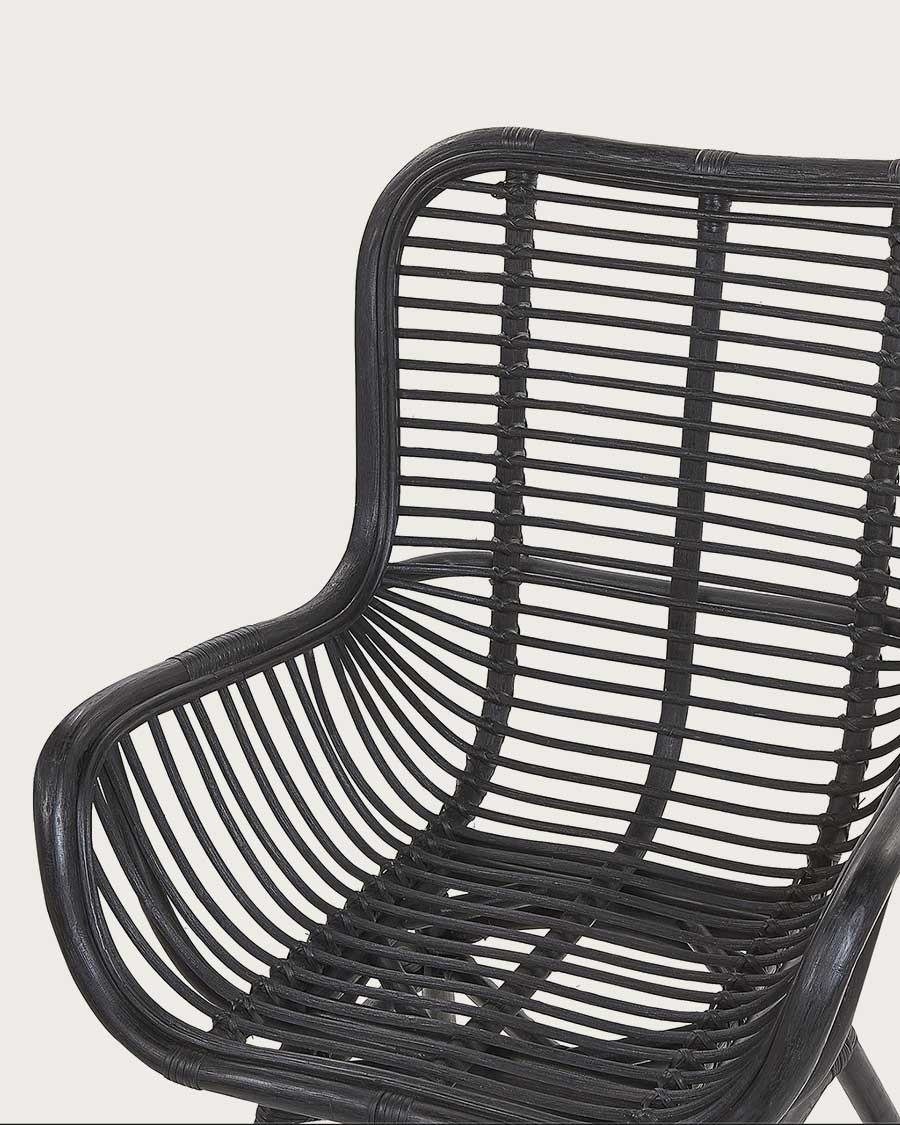 4er-Set Sapporo-Stühle – 4er-Set Sapporo-Stühle aus schwarzem Rattan