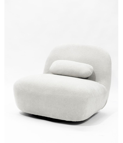 Orba - Fauteuil pivotant 360° en tissu bouclette blanc