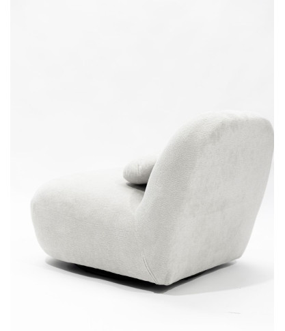 Orba - Fauteuil pivotant 360° en tissu bouclette blanc