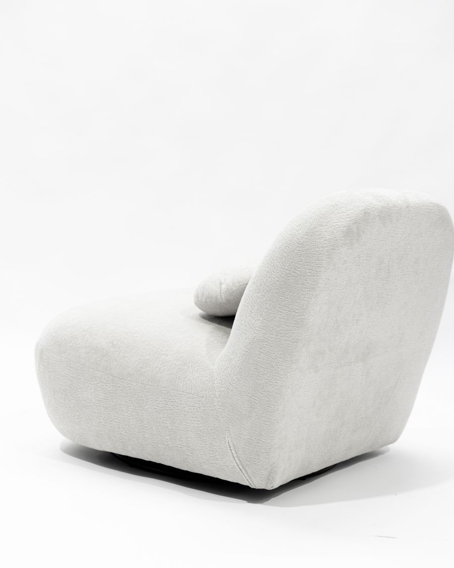 Orba - Fauteuil pivotant 360° en tissu bouclette blanc