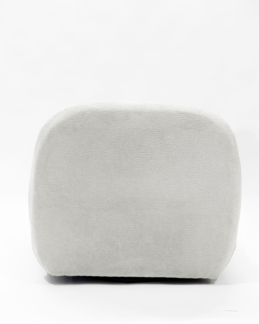 Orba - Fauteuil pivotant 360° en tissu bouclette blanc